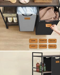 Koš na prádlo Vasagle Asas 100 l černý/šedý/hnědý