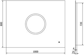 Mexen Koga, LED kúpeľňové zrkadlo s podsvietením 100 x 80 cm, 6000K, ochrana proti zahmlievaniu, 9821-100-080-611-00