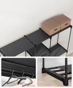 Šatníková skriňa, Stojan na Oblečenie, 43 x 182 x 182 cm, čierna