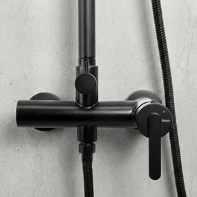 Rea Ontario, sprchový set s ručnou a hlavovou sprchou, čierna matná, REA-P5712