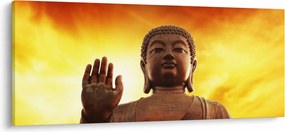 Obraz - Budha s červenožltým pozadím (120x50 cm)