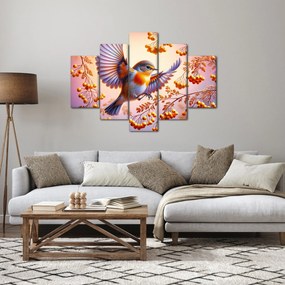 Obraz - Vták s jarabinou (150x105 cm)