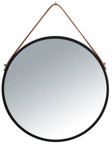 Čierne závesné zrkadlo Wenko Borrone, ø 40 cm