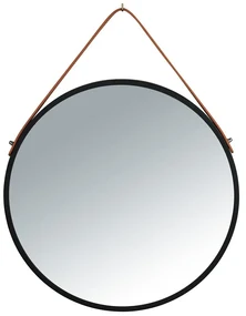 Čierne závesné zrkadlo Wenko Borrone, ø 40 cm
