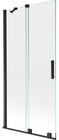 Mexen Velar, 2-krídlová posuvná vaňová zástena 95 x 150 cm, 8mm číre sklo, čierna matná, 896-095-000-01-70