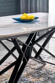 Rozkladací jedálenský stôl Alfredo 160/240 cm biely mramor/čierny