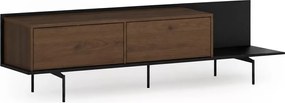 RTV skrinka Zenar 200 cm s kovovými nohami - elegantný orech / čierny