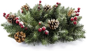 Vianočný veniec PREMIUM zasnežený so šiškou a jarabinou 40 cm