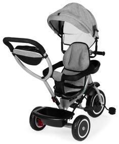 ECOTOYS Trojkolka 2v1 s otočným sedadlom + sklopná strieška - sivá