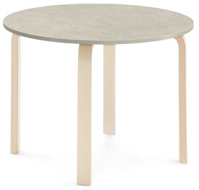 Stôl ELTON, Ø 900x640 mm, linoleum - šedá, breza