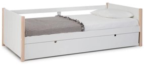 Detská posteľ z borovicového dreva s výsuvným lôžkom v bielo-prírodnej farbe 90x190 cm Kiara – Marckeric