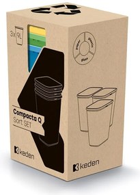 Sada 3 odpadkových košů COMPACTO SORTE 3x 9 L černá