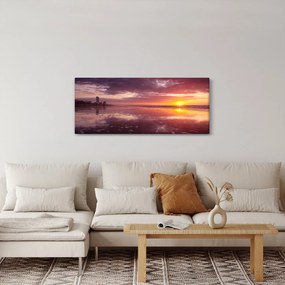 Obraz - Pláž pri západe slnka (120x50 cm)