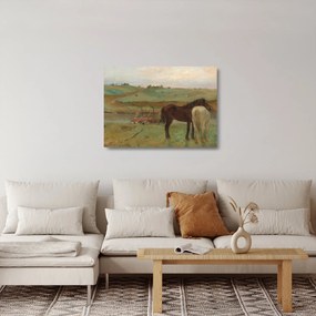 Sklenený obraz - Edgar Degas, Horses in a Meadow, reprodukcia (70x50 cm)