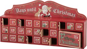 Červený drevený adventný kalendár J-line – 80*12*40 cm