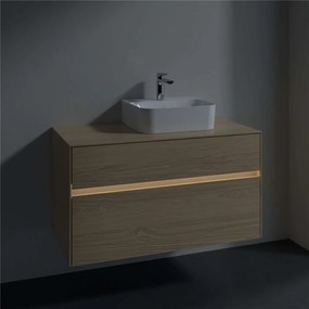 VILLEROY &amp; BOCH Collaro závesná skrinka pod umývadlo na dosku (umývadlo vpravo), 2 zásuvky, s LED osvetlením, 1000 x 500 x 548 mm, Nordic Oak, C096B0VJ