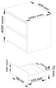 Nočný stolík Cleania CL2 (grafit sivý + biela). Vlastná spoľahlivá doprava až k Vám domov. 1071066