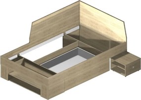 Úložná posteľ so zástenou Junior 120x200 cm, dub sonoma