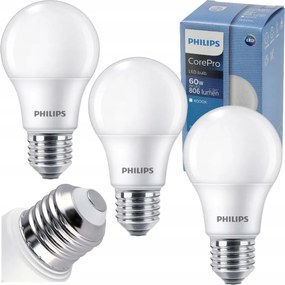 3x LED žiarovka E27 8W 806lm 100lm/w 4000k