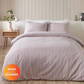 Ružové flanelové obliečky na dvojlôžko 200x200 cm Stripe – Catherine Lansfield