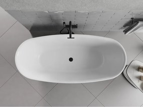 Mexen Luvo Slim, voľne stojaca vaňa 170 × 75 cm, biela lesklá, čierny prepad, 52801707500-70