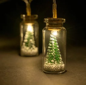 Sada Vianočná dekorácia 8 LED, poháre so stromčekmi 2 reťaze