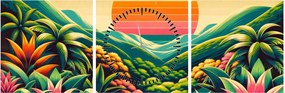 Obraz - Pestrofarebný západ slnka (s hodinami) (90x30 cm)