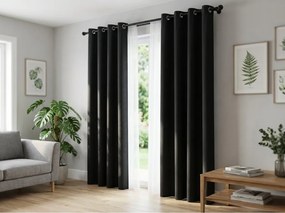 Čierny záves OXFORD 140x250 cm Zavesenie: Kovové krúžky