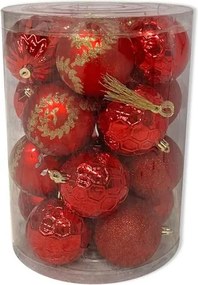 DECOLED Sada vianočných ozdôb červené plastové gule 8 cm, balenie 20 ks