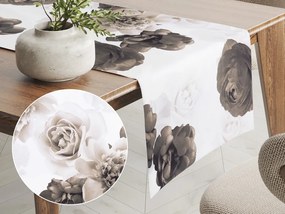 Biante Dekoračný behúň na stôl PM-016 Veľké hnedé kvety 35x180 cm