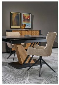 Jedálenský stôl Sterzo 140-180 x 90 cm, čierna / dub zlatý