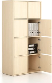 Kancelárska skriňa FRAME, 8x dvere, 872 x 450 x 1735 mm, PUSH-lock, breza