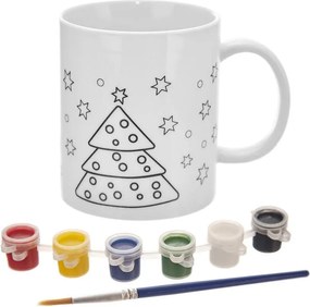 Porcelánový hrnček STROMČEK s farbami a štetcom, 380 ml