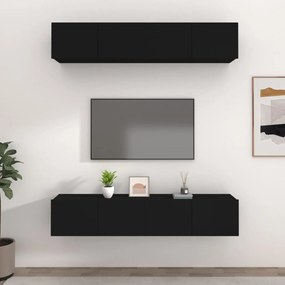 TV skrinky 4 ks čierne 80x30x30 cm spracované drevo 3114183