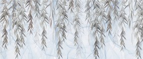Obraz - Vŕbové vetvičky v modrom pozadí (120x50 cm)