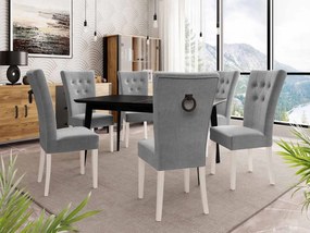 Rozkladací stôl 140x80 so 6 stoličkami ST67, Farby: čierny, Farby: biela, Farby: zlatý, Potah: Magic Velvet 2250