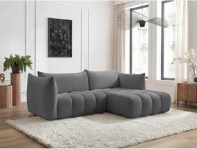 Sivá rohová pohovka z textílie buklé (pravý roh/s leňoškou) Azra – Bobochic Paris