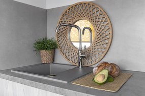 Kuchinox Rab, 1-komorový granitový drez 560x440x175 mm s odkvapkávačom, šedá matná, LAV-SBF_513Y