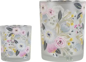 Farebný skleněný svícen Wild Flowers Rose S - Ø 7*8 cm