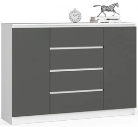 Komoda K140 2D 4SZ CLP biela / sivá