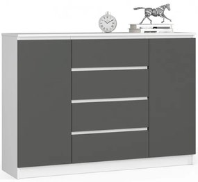 Komoda K140 2D 4SZ CLP biela / sivá