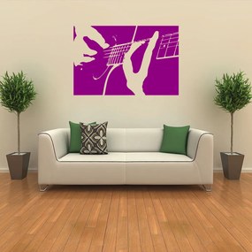 Veselá Stena Samolepka Hra na gitaru Farba: fialová, Veľkosť: 60 x 40 cm