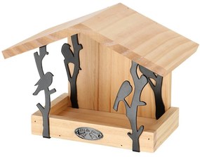 Kŕmidlo pre vtáky Rhi, 18x24,5x14 cm, drevo/kov, hnedá