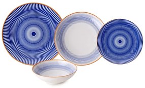 24-dielna jedálenská súprava modrá/oranžová/porcelán