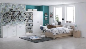 Posteľ Mega 160, 90x200 cm, dub sonoma