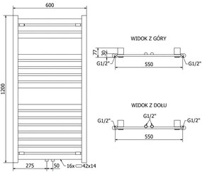 Mexen Uran, elektrické vykurovacie teleso 1200x600 mm + vykurovacia tyč 600 W, biela, W105-1200-600-2600-20