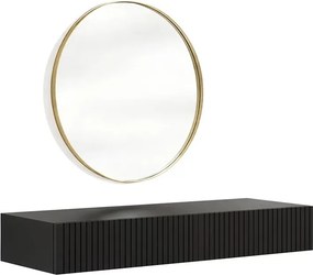 Závesný toaletný stolík Nicole so zrkadlom 60 cm - čierny mat