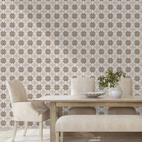 Tapeta hnedé kvetinové ornamenty