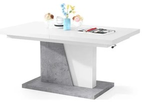 Rozkladací konferenčný/jedálenský stôl so zvíhacou doskou NINO biela/šedá betón