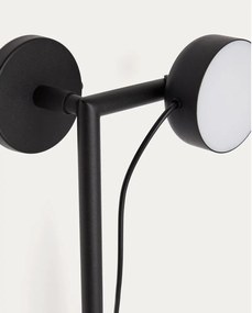 Čierne kovové LED nástenné svietidlo so stmievačom do zásuvky Orey – Kave Home